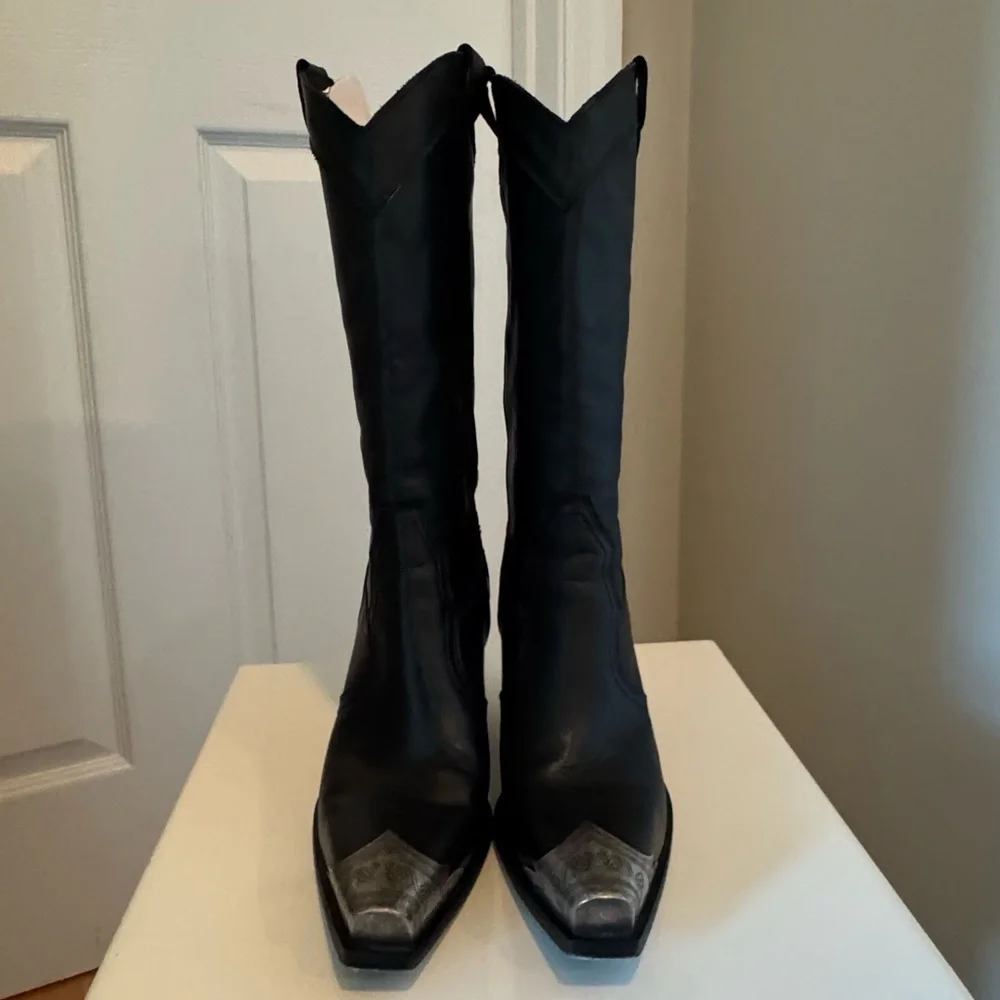 Free People Brayden Western Boots black leather.  Size 37.5 - Picture 9 of 15